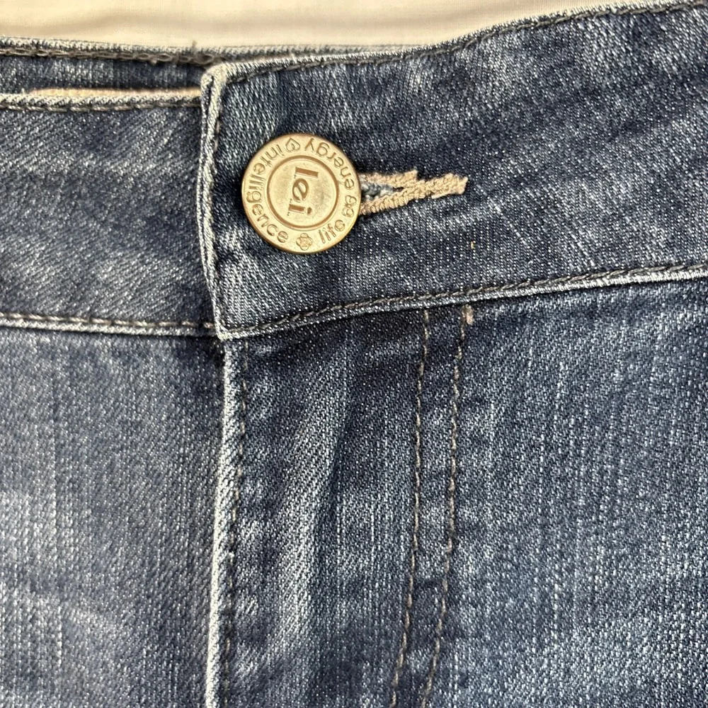 LEI Ashley Skinny Jeans Womens 17 Reg Blue Embroidered Pocket Low Rise Denim